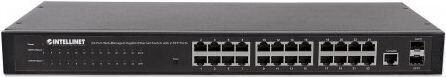 Gigabit juhitav lüliti Intellient 24x RJ45 + 2x SFP WEB-SMART VLAN QOS RACK hind ja info | Lülitid (Switch) | kaup24.ee