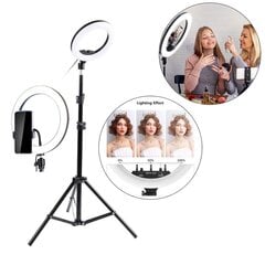 Кольцевая лампа для макияжа и фотографий со штативом и держателем для телефона, 30 Вт цена и информация | Осветительное оборудование для фотосъемок | kaup24.ee