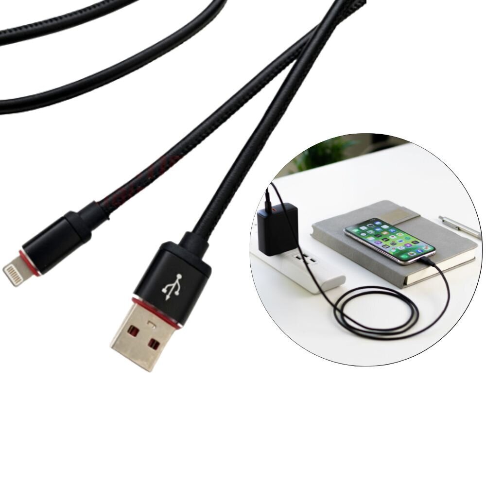 USB-kaabel Lightning-pistikuga, kaetud kunstnahaga hind ja info | Mobiiltelefonide kaablid | kaup24.ee