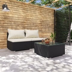 Садовый набор с подушками, 3 части, черный цена и информация | Комплекты уличной мебели | kaup24.ee