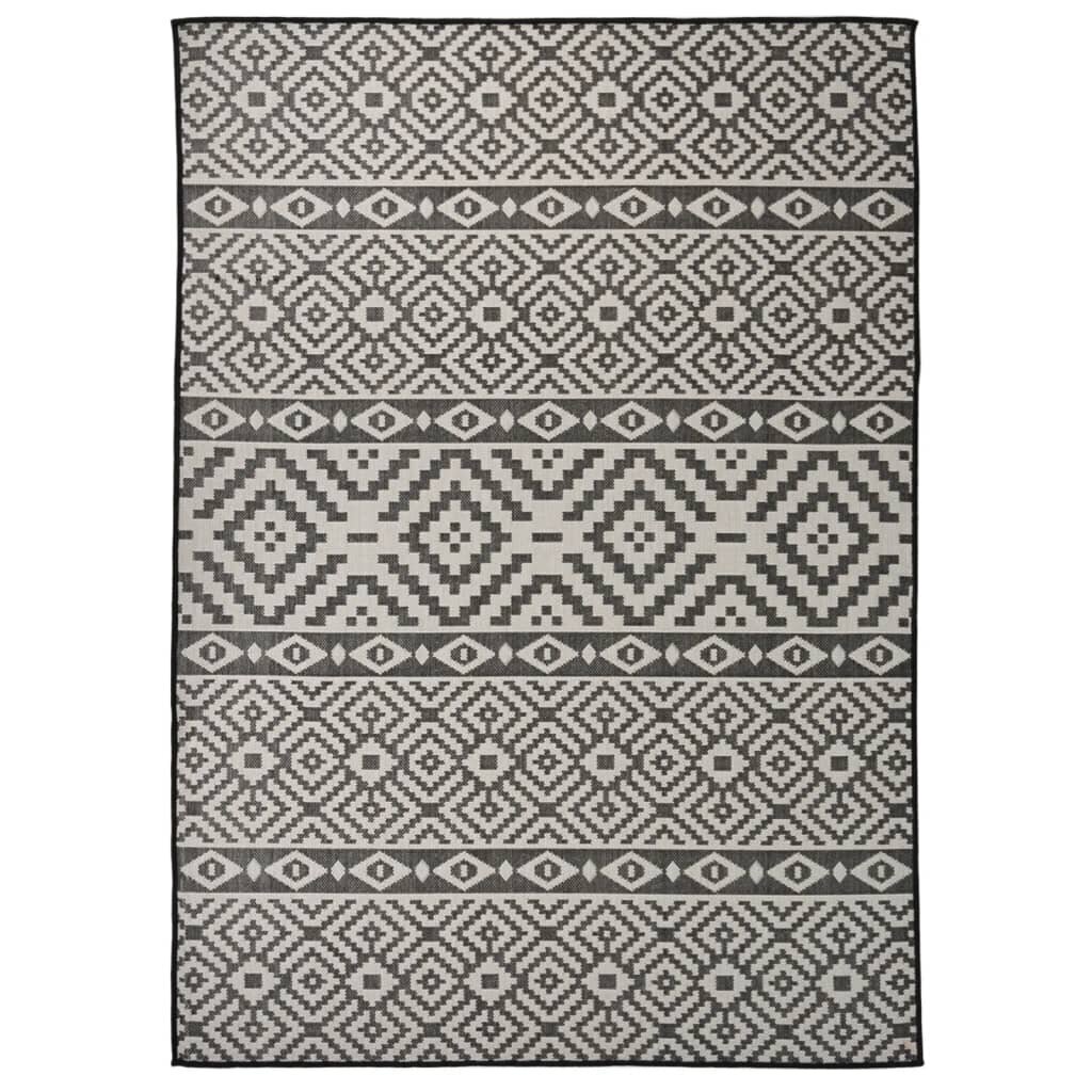 vidaXL silesidus õuevaip, 120 x 170 cm, mustad triibud цена и информация | Vaibad | kaup24.ee