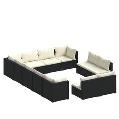 Садовый комплект мебели с подушками из 9 частей, чёрный / синий цена и информация | Комплекты уличной мебели | kaup24.ee