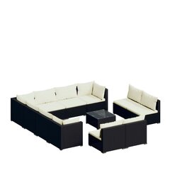 Садовый комплект мебели с подушками из 9 частей, чёрный / синий цена и информация | Комплекты уличной мебели | kaup24.ee
