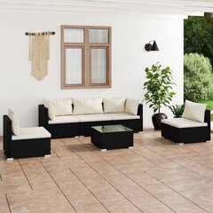 Садовый набор с подушками, 6 частей, чёрный / синий цена и информация | Комплекты уличной мебели | kaup24.ee