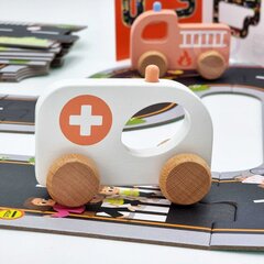 Tooky Toy Puidust mängukiirabiauto laste lükkamiseks цена и информация | Игрушки для малышей | kaup24.ee