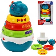 Сенсорная пирамидка для малышей WOOPIE Dino Sensory Toy Pyramid Puzzle  цена и информация | Игрушки для малышей | kaup24.ee