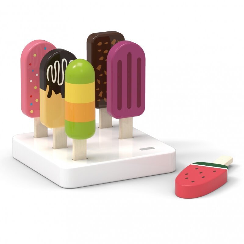 Viga puidust jäätisekomplekt koos alusega 6 tk цена и информация | Tüdrukute mänguasjad | kaup24.ee