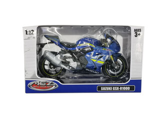 MSZ metallist mudel mootorratas Suzuki GSR-R1000, 1:12 hind ja info | Poiste mänguasjad | kaup24.ee