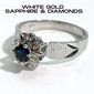 Naiste sõrmus valgest kullast safiiri ja teemantidega, R-9kGSpDm16.5 hind ja info | Sõrmused | kaup24.ee