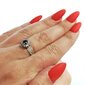 Naiste sõrmus valgest kullast safiiri ja teemantidega, R-9kGSpDm16.5 hind ja info | Sõrmused | kaup24.ee