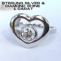 Бриллиант-Муассанит 1 карат, кольцо серебряное женское, серебро 925 в родиевом покрытии цена и информация | Кольца | kaup24.ee