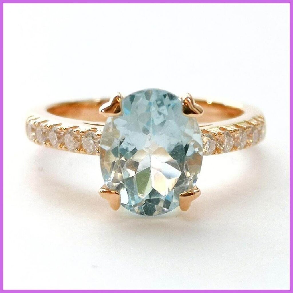 Topaas ja teemant-Moissanite kullatud hõbesõrmus naistele, hõbe 925 ja kuld 585 hind ja info | Sõrmused | kaup24.ee