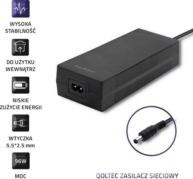 Qoltec 24V, 4A, 96W hind ja info | Sülearvutite laadijad | kaup24.ee