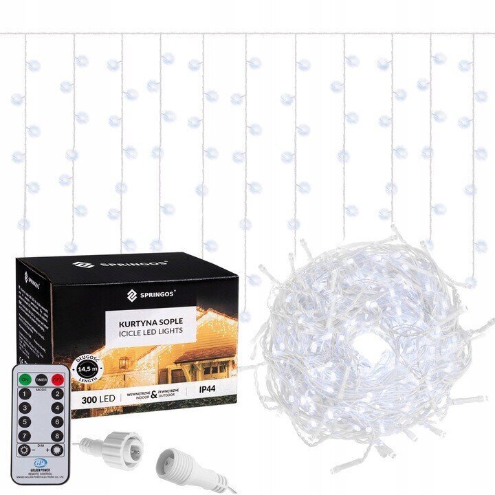 Garland - jääpurikad - 300 LED, valge hind ja info | Jõulutuled | kaup24.ee