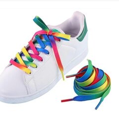 Разноцветные плоские шнурки 8 мм 100 см, цвет 1 цена и информация | Уход за одеждой и обувью | kaup24.ee