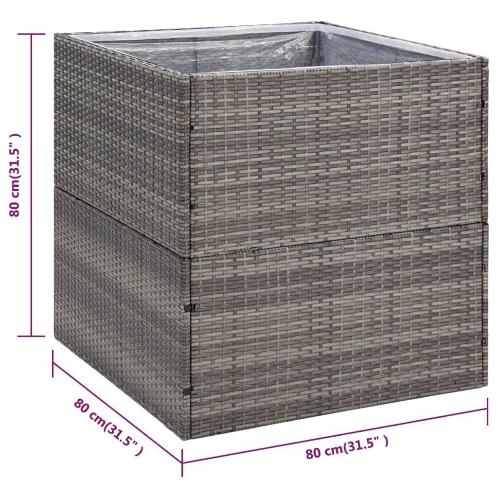 vidaXL taimekast, hall, 80 x 80 x 40 cm, polürotang цена и информация | Lillekastid | kaup24.ee