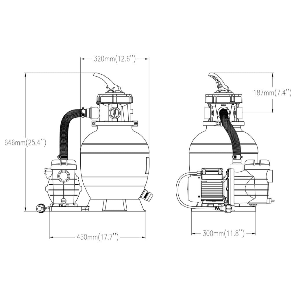 vidaXL basseini liivafilter, 6 asendis ventiil, must hind ja info | Basseini filtrid | kaup24.ee