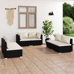 Садовый набор с подушками, 6 частей, черный цена и информация | Комплекты уличной мебели | kaup24.ee