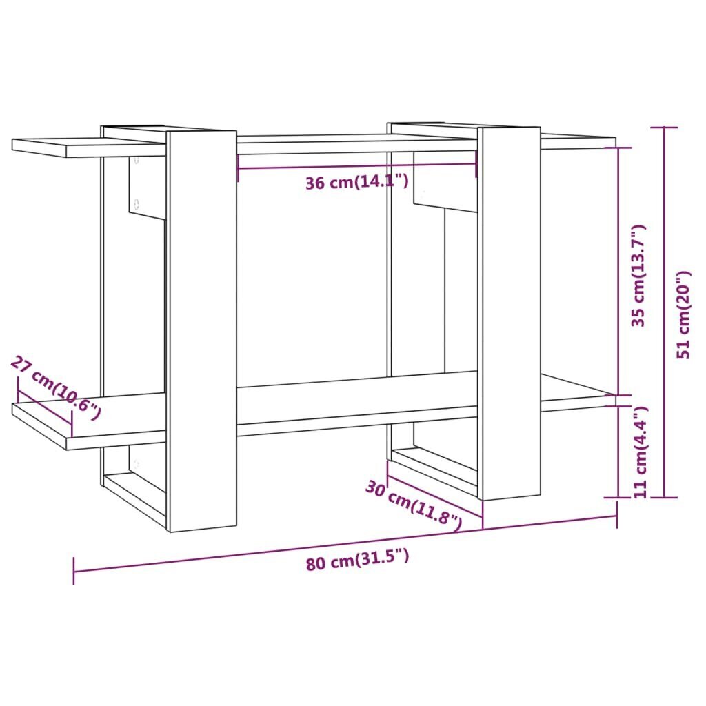 vidaXL raamaturiiul/ruumijagaja, betoonhall, 80x30x51 cm hind ja info | Riiulid | kaup24.ee