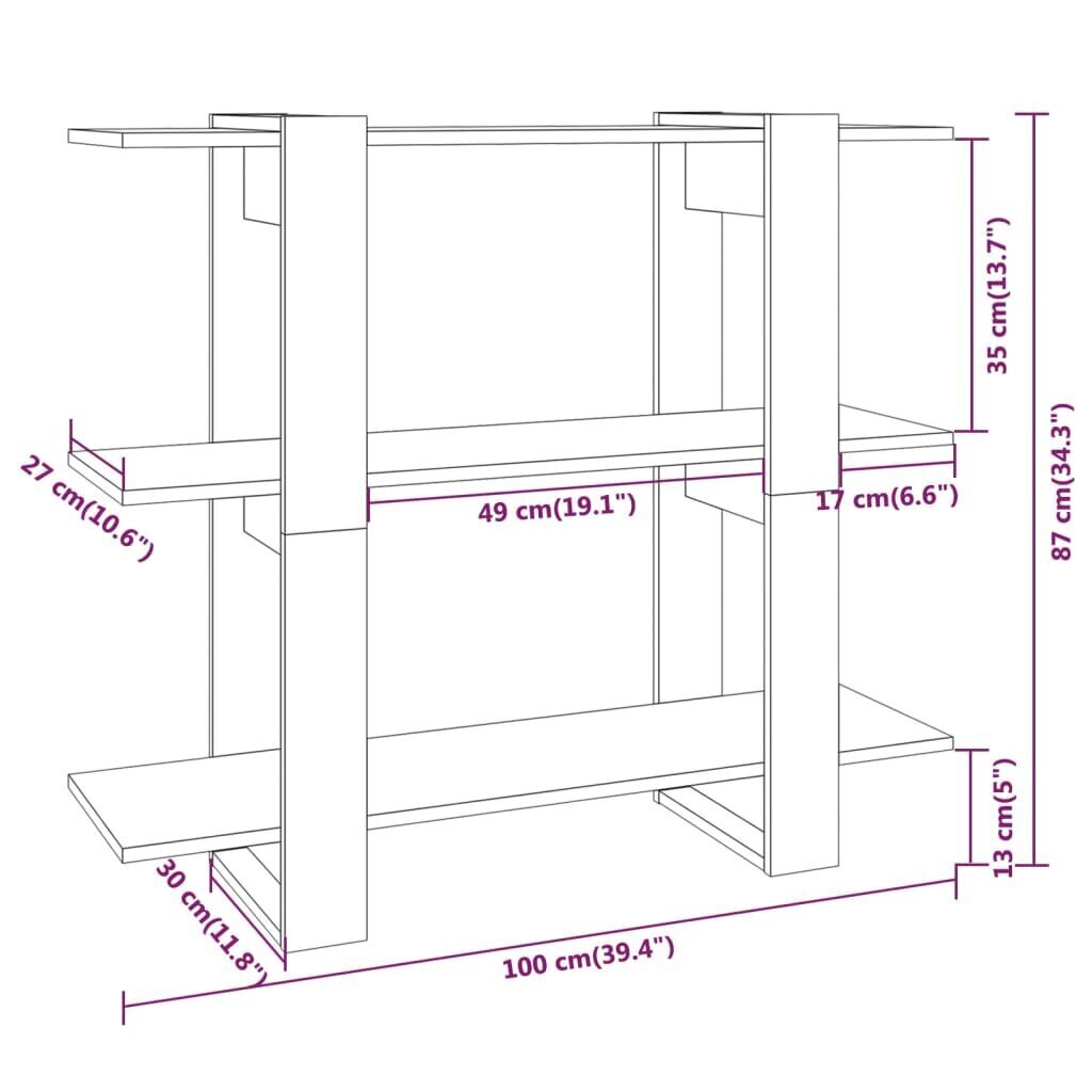 vidaXL raamaturiiul/ruumijagaja, pruun tamm, 100x30x87 cm hind ja info | Riiulid | kaup24.ee