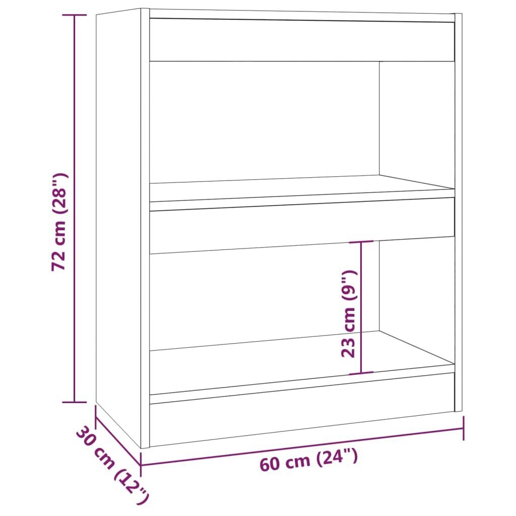 vidaXL raamaturiiul/ruumijagaja valge 60x30x72 cm hind ja info | Riiulid | kaup24.ee