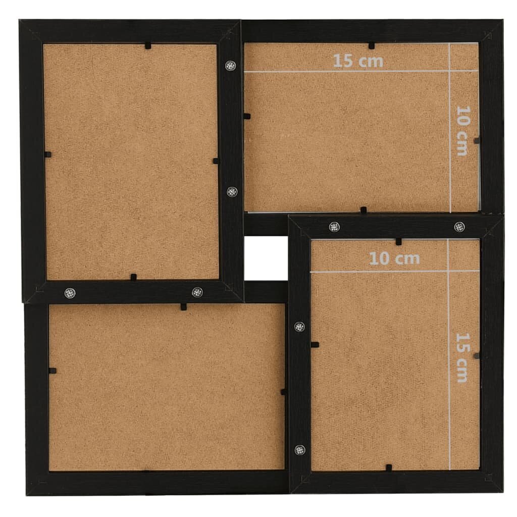 vidaXL kollaaž-pildiraam 4x pildile (10 x 15 cm), must MDF цена и информация | Pildiraamid | kaup24.ee