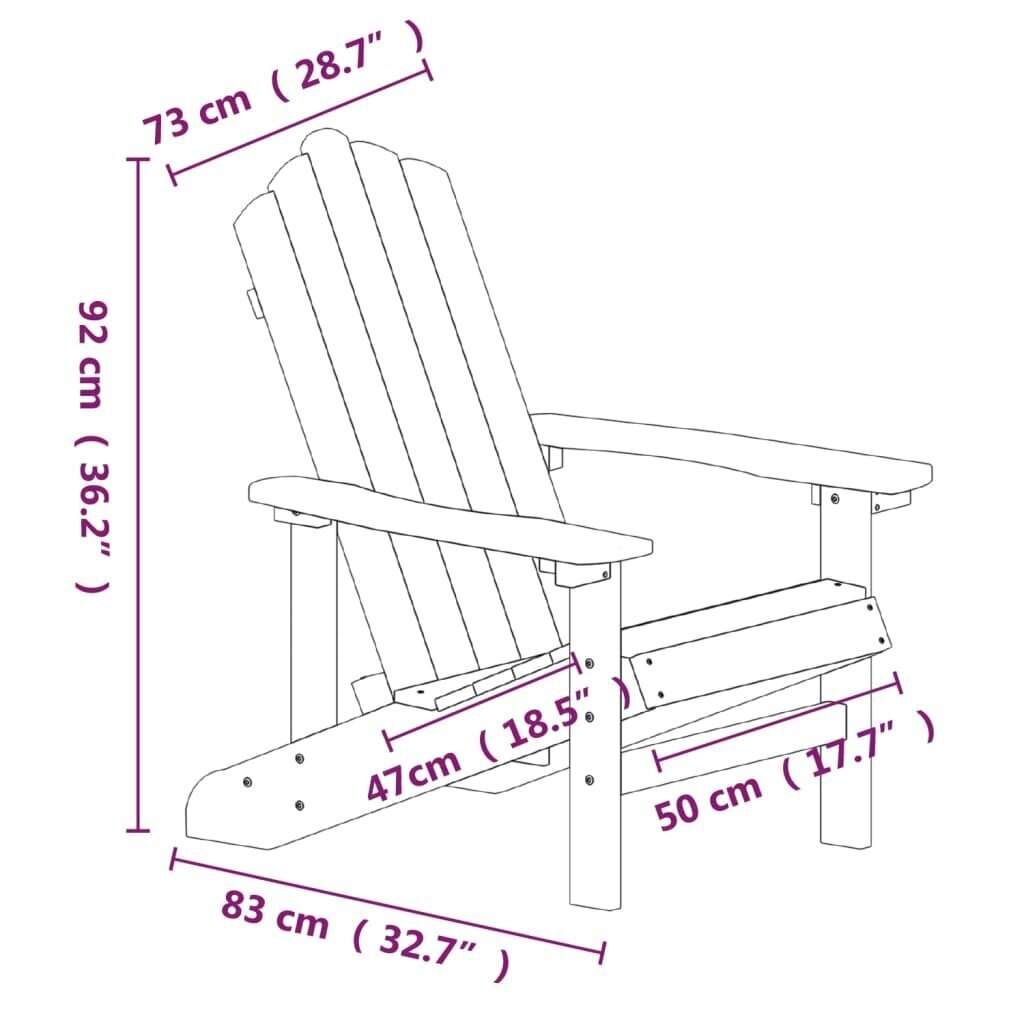 vidaXL Garden Adirondack toolid, 2 tk., valge, HDPE hind ja info | Aiatoolid | kaup24.ee
