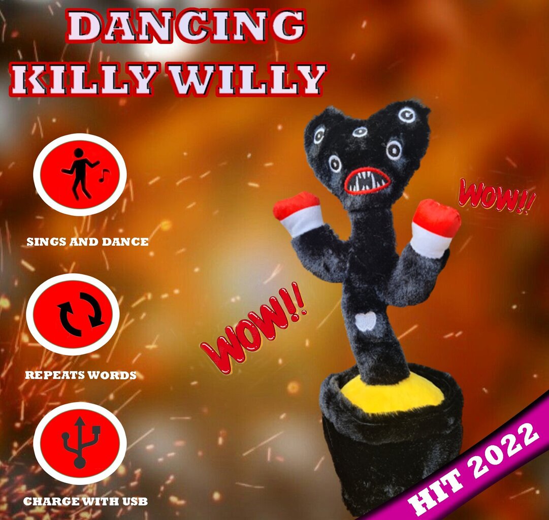 Мягкая поющая-танцующая игрушка Killy Willy (черная), 35 см цена | kaup24.ee