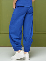 Stretch linasest riidest püksid Lega KL43, sinine hind ja info | Naiste püksid | kaup24.ee