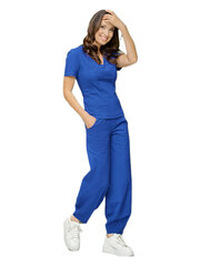 Stretch linasest riidest püksid Lega KL43, sinine hind ja info | Naiste püksid | kaup24.ee