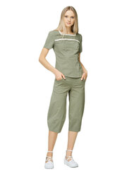 Укороченные брюки из эластичного льна Lega KL44, зеленые цена и информация | Джинсовые шорты | kaup24.ee