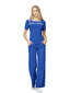Stretch linasest riidest püksid Lega KL42, sinine цена и информация | Naiste püksid | kaup24.ee