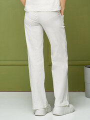 Stretch linasest riidest püksid Lega KL42, valge hind ja info | Naiste püksid | kaup24.ee