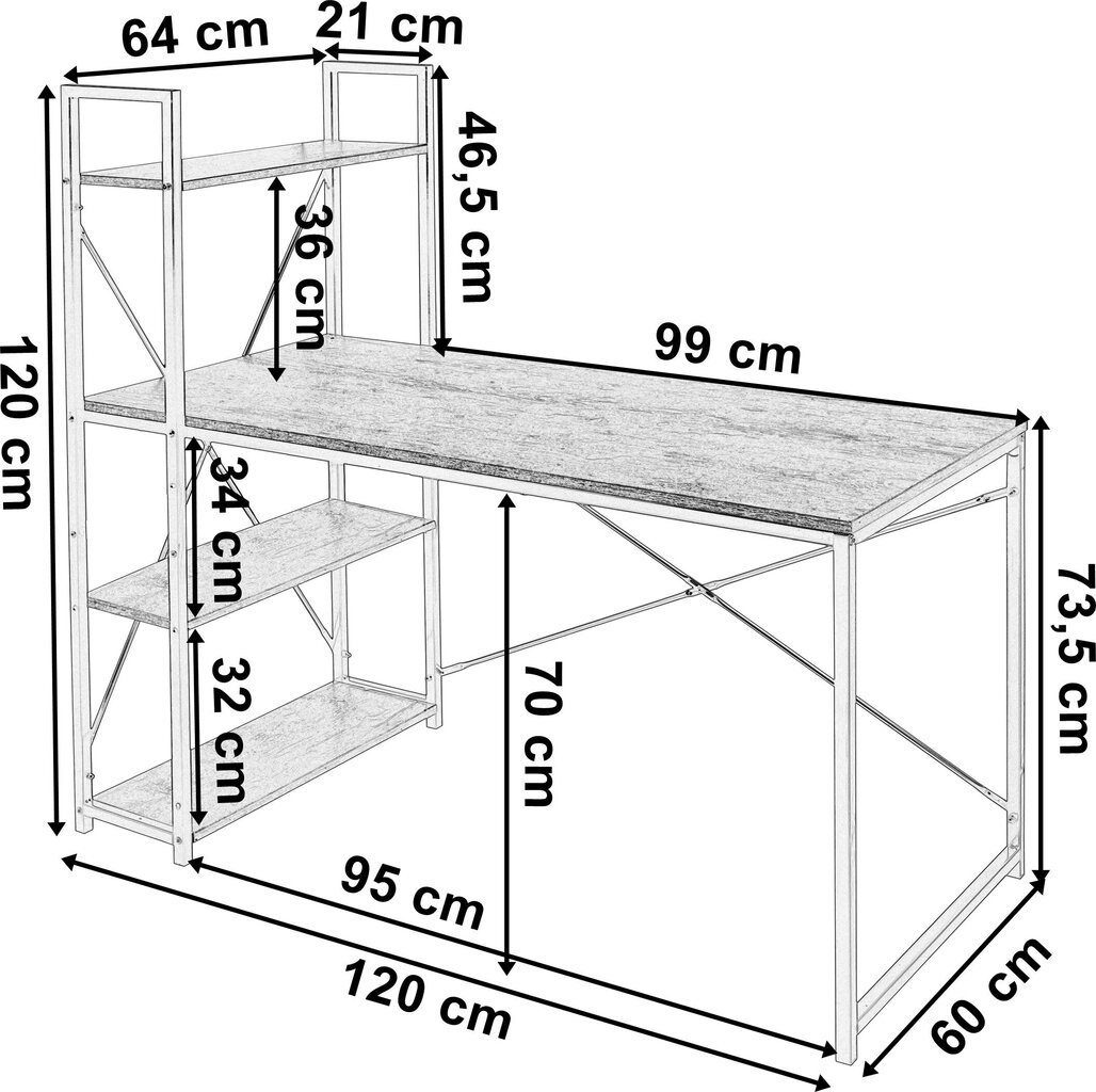 Töölaud riiulite ja pikendusega TROSA hind ja info | Arvutilauad, kirjutuslauad | kaup24.ee