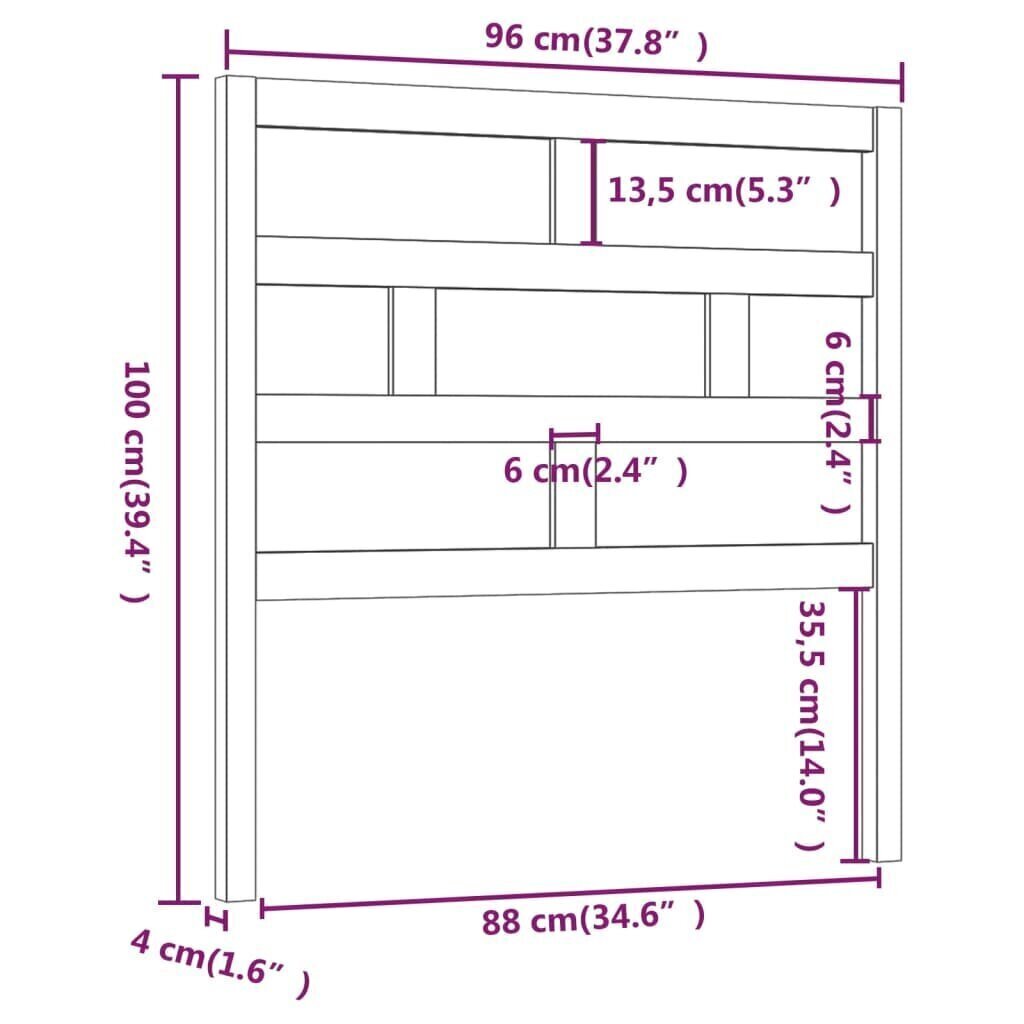 vidaXL voodipeats, 96 x 4 x 100 cm, männipuit hind ja info | Voodid | kaup24.ee