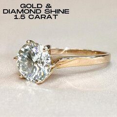 Золотое кольцо с бриллиантом-Муассанитом 1.5 карата женское, цена и информация | Кольца | kaup24.ee
