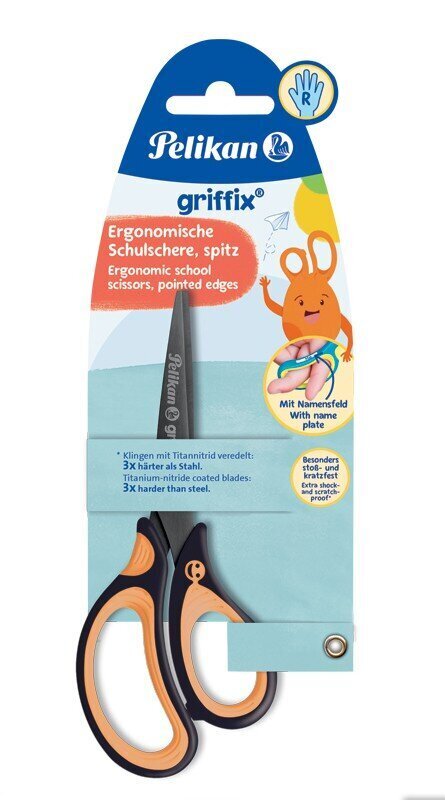 Käärid Griffix R 15cm, neon black hind ja info | Kirjatarbed | kaup24.ee