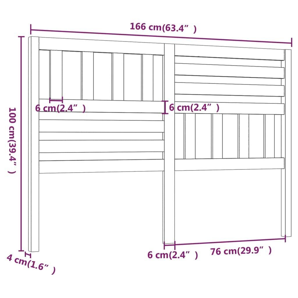 vidaXL voodipeats, must, 166 x 4 x 100 cm, männipuit hind ja info | Voodid | kaup24.ee