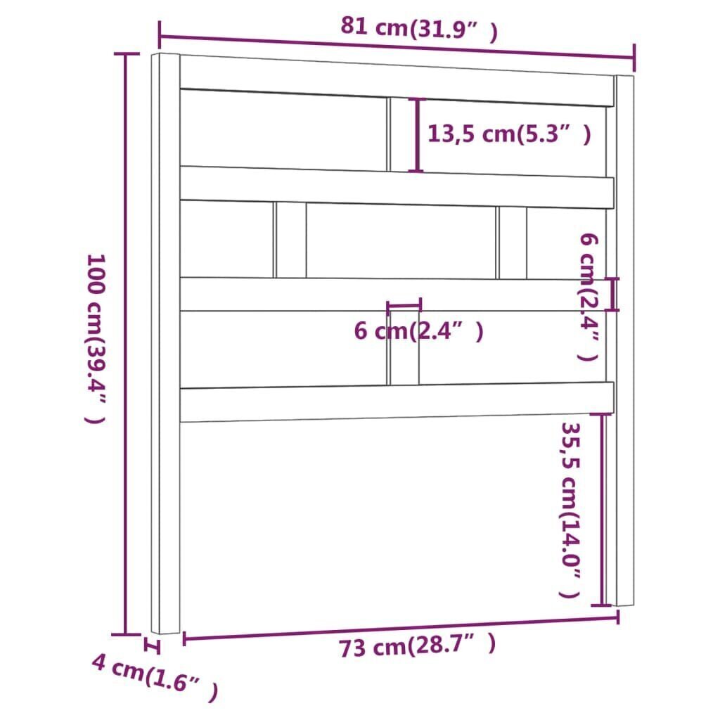 vidaXL voodipeats, 81 x 4 x 100 cm, männipuit цена и информация | Voodid | kaup24.ee