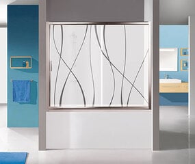 Стенка для ванны Sanplast TX D2-W/TX5b 120s, профиль матовый серебряный, декорированное стекло cora цена и информация | Принадлежности для ванн | kaup24.ee