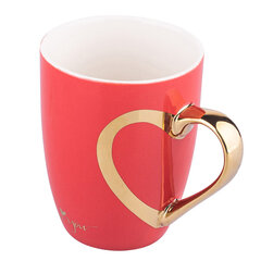 Чашка-отражатель сердца с золотой ручкой NBC, 300 мл, розовая цена и информация | Стаканы, фужеры, кувшины | kaup24.ee