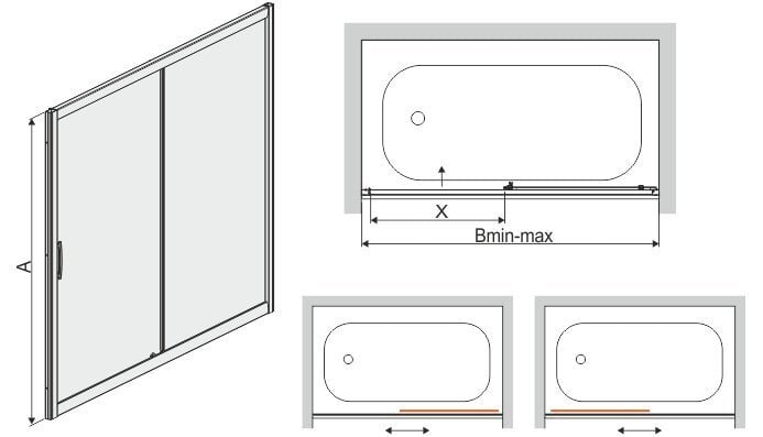 Vannisein Sanplast TX D2-W/TX5b 130s, profiil bahama helepruun, dekoreeritud klaas grey цена и информация | Lisatarvikud vannidele | kaup24.ee