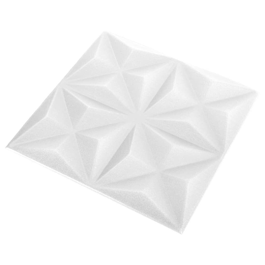 vidaXL 3D seinapaneelid, 12 tk, 50x50 cm, origamivalge, 3 m² цена и информация | Lae-, seinakaunistus elemendid | kaup24.ee