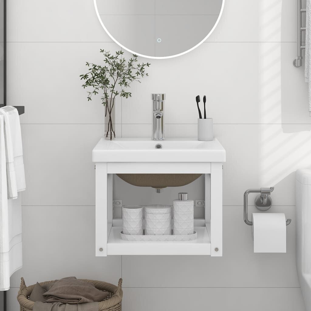 Vannitoa tualettlaud sisseehitatud kraanikaussiga, valge, raud hind ja info | Vannitoakapid | kaup24.ee