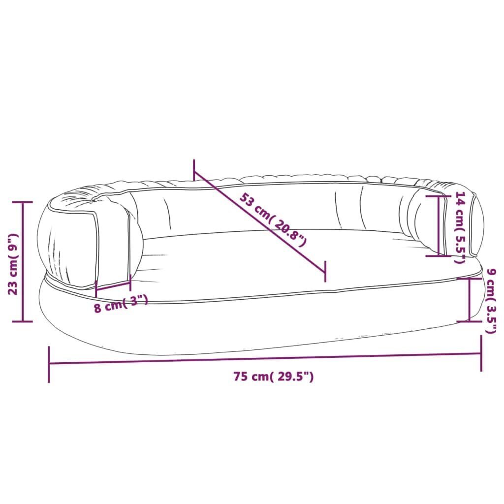 vidaXL ergonoomiline koeravoodi, must, 75 x 53 cm, kunstnahk hind ja info | Pesad, kuudid | kaup24.ee