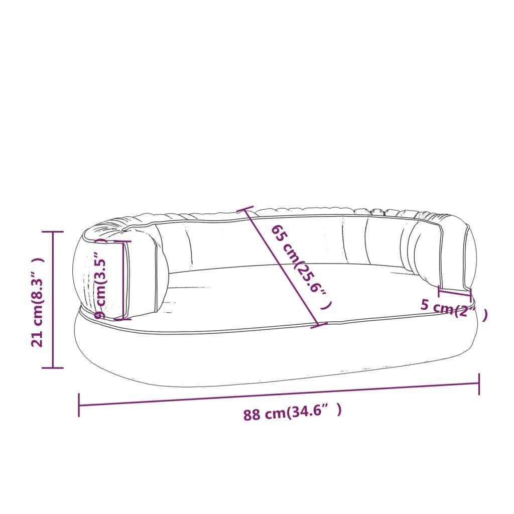 vidaXL ergonoomiline koeravoodi, pruun, 88 x 65 cm, kunstnahk hind ja info | Pesad, kuudid | kaup24.ee