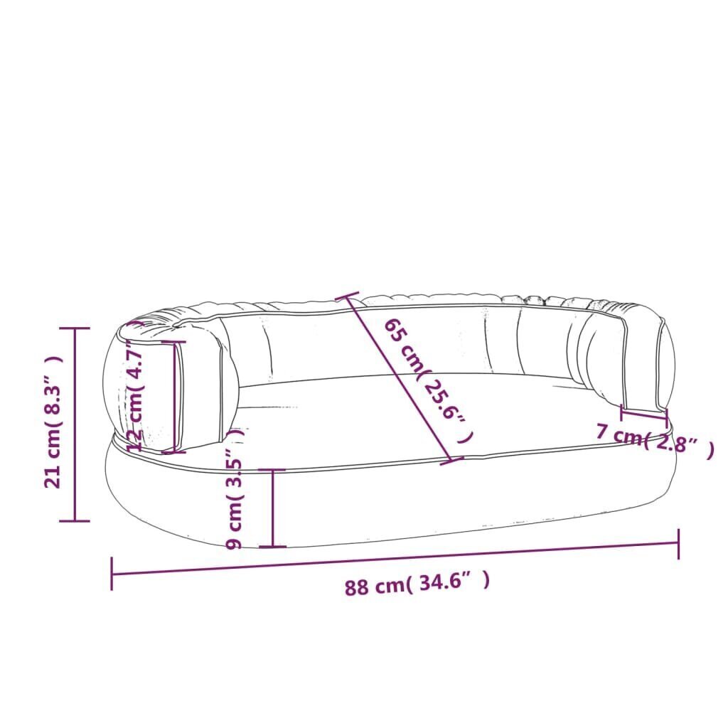 vidaXL ergonoomiline koeravoodi, tumesinine, 88 x 65 cm, kunstnahk hind ja info | Pesad, kuudid | kaup24.ee