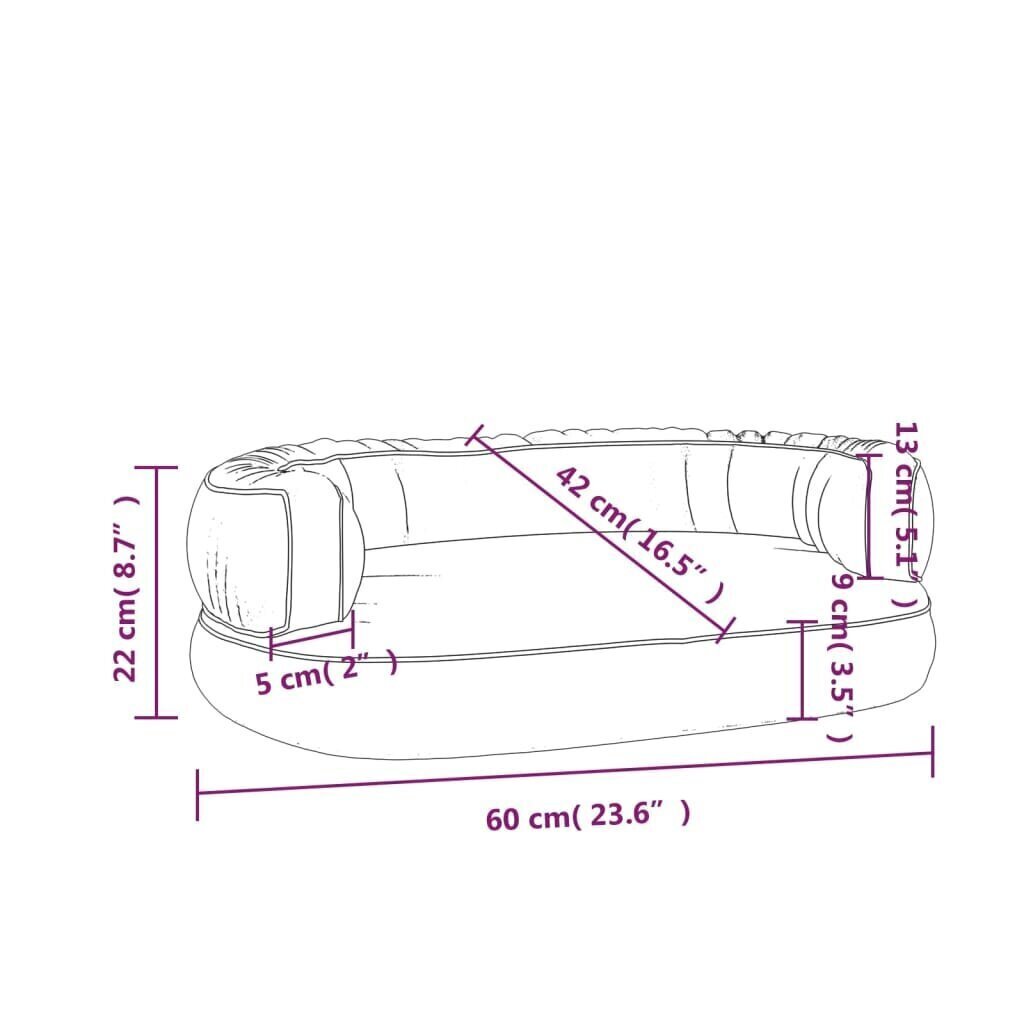 vidaXL ergonoomiline koeravoodi, tumesinine, 60 x 42 cm, kunstnahk цена и информация | Pesad, padjad | kaup24.ee