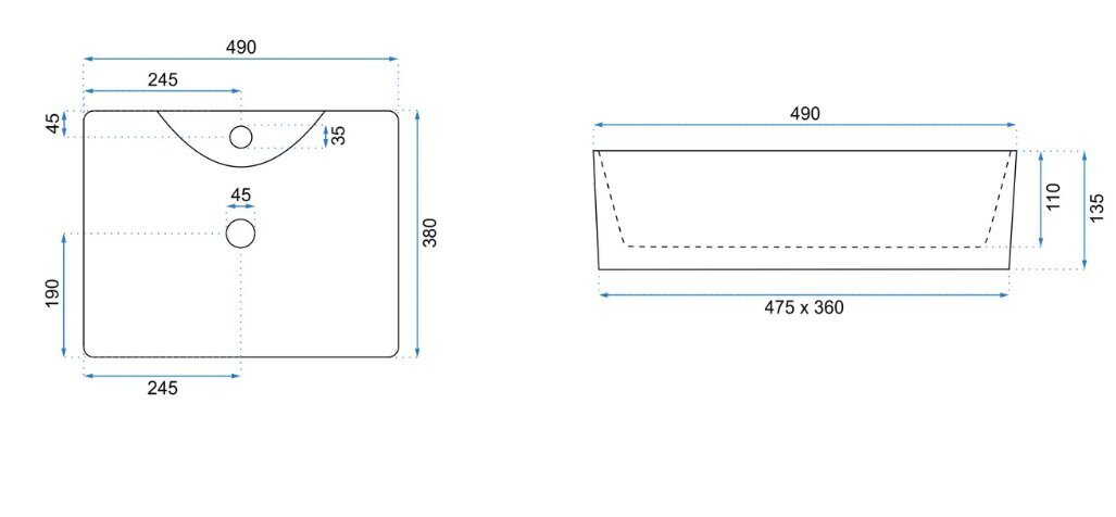 Kraanikauss seinale kinnitatav Rea Kelly Countertop hind ja info | Kraanikausid, valamud | kaup24.ee