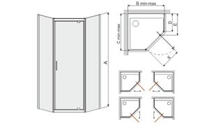 Угловой душ Sanplast TX PKDJ / TX5b 90s, профиль - белый, прозрачное стекло W0 цена и информация | Душевые кабины | kaup24.ee